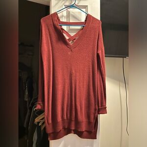 If It Were Me // XS Burgundy Open Back Sweaterdress